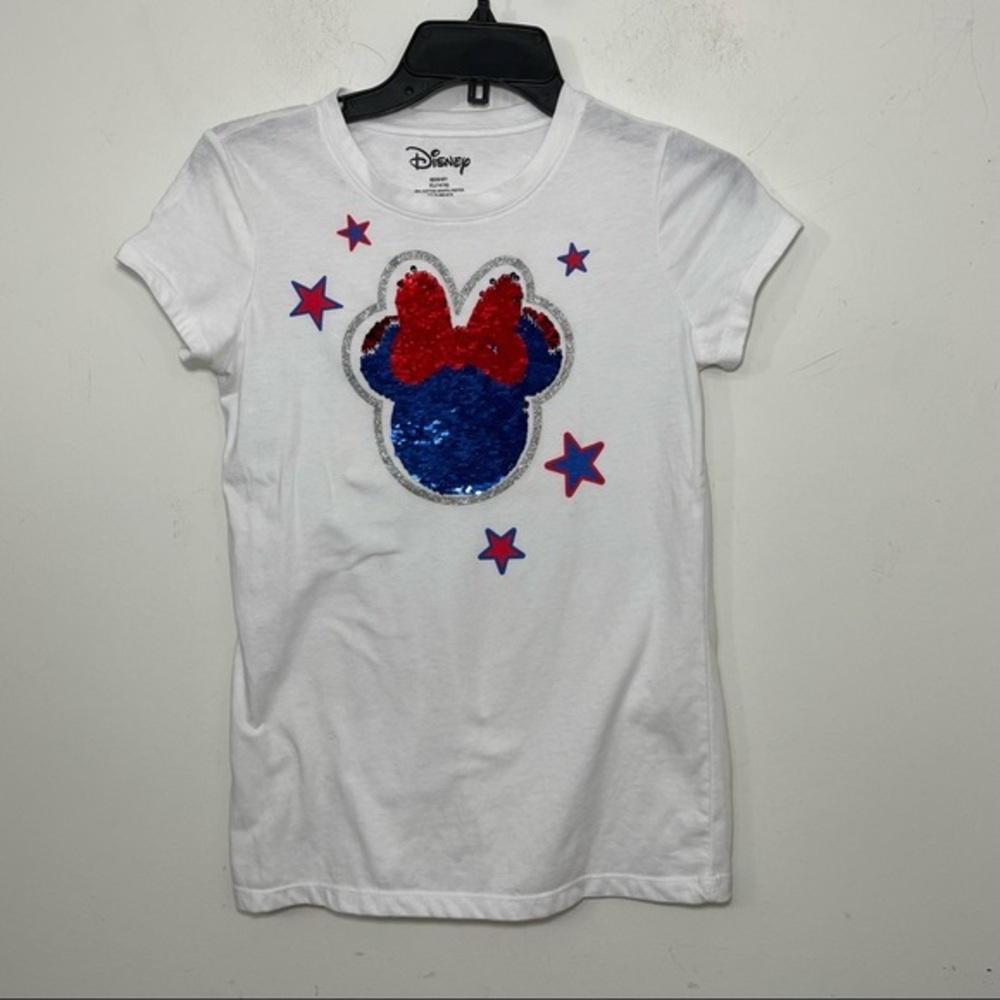 Girls' Disney Minnie Mouse Reversible Sequin Bow Stars Short Sleeve Shirt XL